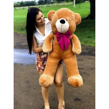 Imagem de Urso Gigante Pelúcia Grande Teddy 1,10 Metros - LuckBabyStore, Mel, Pi