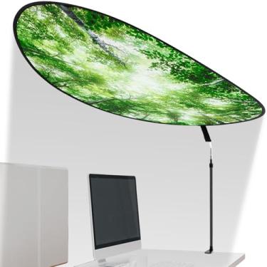 Imagem de Juexica Cubículo de escritório ajustável de 139 cm e persiana de mesa, cúpula grande portátil com grampo, dobrável e giratória, bloqueia luz ou perturbação para acessórios de trabalho (floresta)