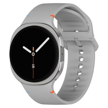 Imagem de Pulseiras esportivas compatíveis com Samsung Galaxy Watch 8/8 Classic, pulseira de substituição de silicone macio sem lacuna com um clique para Galaxy Watch 8 40 de 44 mm/8 Classic de 46 mm, cinza e