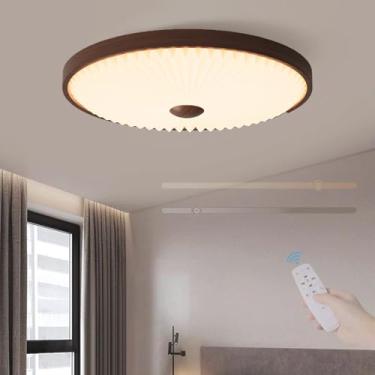 Imagem de GZZBMY Luzes de teto modernas de LED com controle remoto 3000K-6500K lâmpadas de teto de metal reguláveis niveladas redondas para quarto para sala de estar restaurante cozinha varanda (nogueira, 40 cm