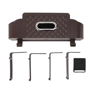 Imagem de Organizador do Banco Traseiro do Carro, Caixa de Tecido, Elegante, Plástico, Pendurado, à Prova d'água, Com Suporte de Copo para Dirigir (Marrom)