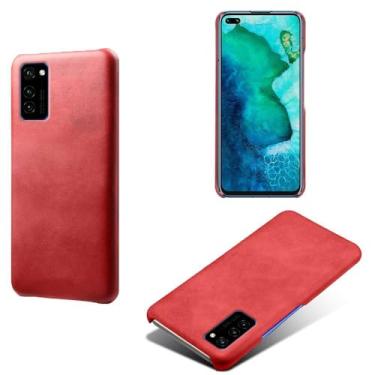 Imagem de Capa para Honor V30,Proteção contra quedas,Casca de volta de cor sólida simples,Design de couro de imitação de plástico-Red