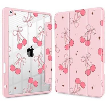 Imagem de May Chen Capa traseira transparente para iPad de 9ª geração com suporte para lápis, iPad 8ª/7ª geração de 10,2 polegadas, [Suporte para caneta] Suporte com três dobras para despertar/hibernar, capa