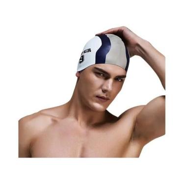 Imagem de Touca De Natação De Silicone Azul Para Homens, Impermeável, Proteção P