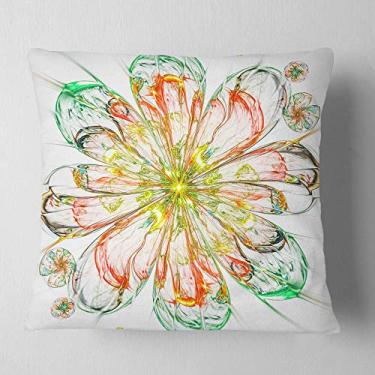 Imagem de Designart Flor fractal brilhante perfeita em vermelho verde floral sala de estar, sofá, almofada + capa de almofada impressa em ambos os lados 66 cm x 66 cm