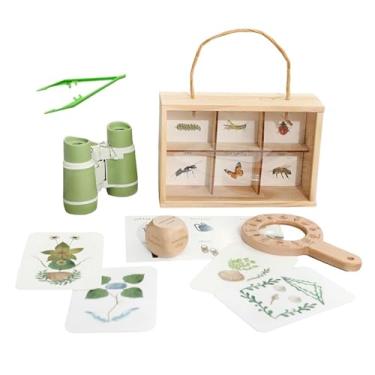 Imagem de menolana Kit de exploração infantil, conjunto de jogo de catador de dados, lupa, conjunto de exploração ao ar livre para viagens de acampamento em sala de aula