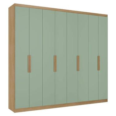 Imagem de Guarda Roupa Casal Milan 8 Portas Capuccino Menta Acetinado - THB