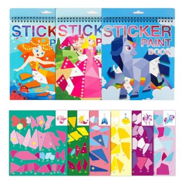 Imagem de 3 peças de adesivos para crianças de 4 a 8 anos de idade, sereia, princesa, cavalo, adesivos, lembrancinhas de festa de aniversário, presentes para meninas, meninos, carro, avião, atividades de viagem