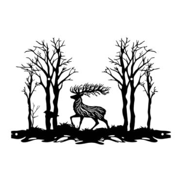 Imagem de predolo Decoração de Parede de Metal com Alce, Presente de Destaque em Silhueta, Arte de Fazenda, Placa de Pendurar para Quarto, Hotel E Banheiro
