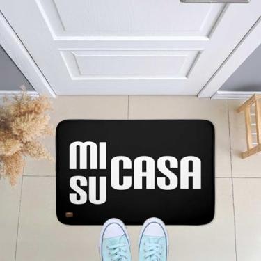 Imagem de Tapete de Porta Entrada, Sala, Quarto Emborrachado Decorativo Preto Mi Su Casa 40X60 - Novadecora