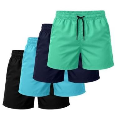 Imagem de Kit 4 Short Tactel Leve Moda Praia Bermuda Lisa Masculina Dia a Dia-Masculino