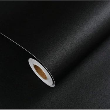 Imagem de Papel de Parede Adesivo Sala Quarto Ripas Madeira Clara Lisa Autocolante 5m x 45cm(Preto Fosco)