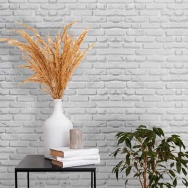 Imagem de Papel De Parede 3D Auto Adesivo, 5m x 45cm - Efeito Profundidade Moderno, Fácil Aplicação para Destaque em Sala, Quarto ou Comércio(Tijolo branco comprido,10 Metros)