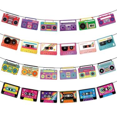 Imagem de 4un Faixas Cassetes, Faixas com Padrão Cassetes Rádio Duráveis Decorações Engraçadas para Festas Retro Dos Anos 80 Adequadas para Decoração Festas com Música Hip Hop