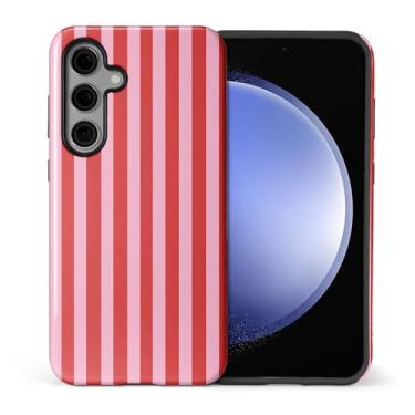 Imagem de WANKBLC Capa brilhante compatível com Samsung Galaxy S25 para meninas e meninos, design de corpo inteiro, silicone macio, proteção contra arranhões, estampa louca, listras vermelhas e rosa, linha