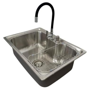 Imagem de Kit Cuba Gourmet para Cozinha Aço Inox 201 + Torneira + Acessórios