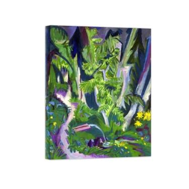 Imagem de Paisagem Abstrata Pôster Famosas Pinturas-Reprodução em Tela-Imagem Decoração Sala de Estar(Mountain Forest) 60x80cm-23x31in Tela Embrulhada
