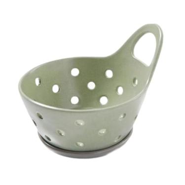 Imagem de Generic Cesta de frutas, escorredor, tigela de servir, fruteira, tigela de drenagem decorativa de cerâmica, escorredor de vegetais para de vegetais, Verde