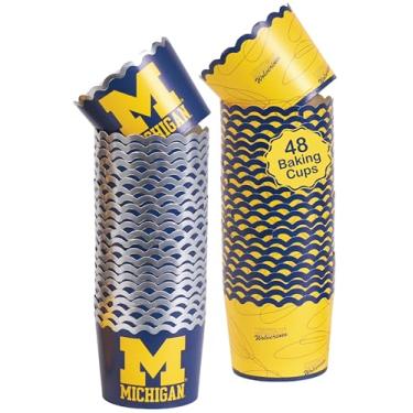 Imagem de Copos de cozimento da Universidade de Michigan (48 peças) para decorações de futebol, aniversário e festa de formatura U of M Wolverines (Michigan Wolverines)