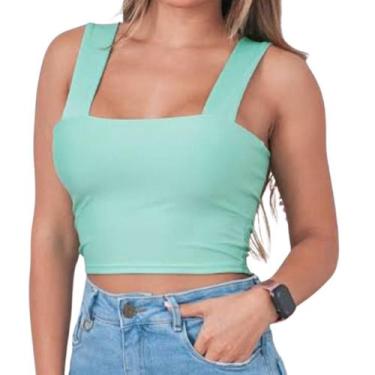 Imagem de Cropped Alça Larga Com forro duplo - Momento Vestido, G, Verde, Tiffan