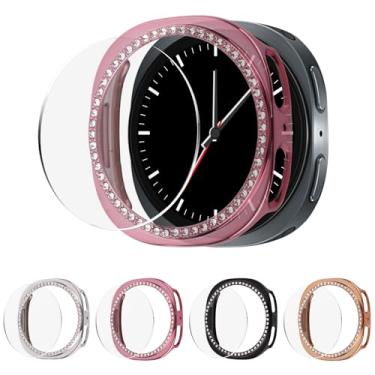 Imagem de 4un Capa Brilho para Samsung Galaxy Watch 8, 4 Cores Capa Protetora de Tela Relógio Inteligente com Película Protetora Temperada Lenços Umedecidos Álcool e AdesivosRemoção Poeira