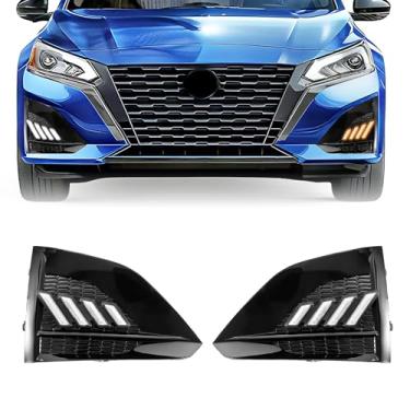 Imagem de Fancemot Luzes de neblina de LED para para-choque dianteiro, luzes diurnas (DRL), luzes de seta, farol baixo, compatível com Nissan Altima 2019-2022 (estilo 2)