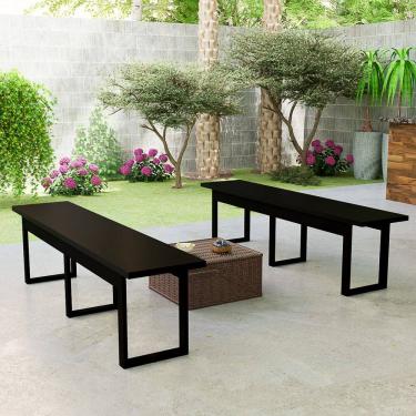 Imagem de Conjunto de Banco Estilo Industrial Com Base De Ferro Decorativo Jardim