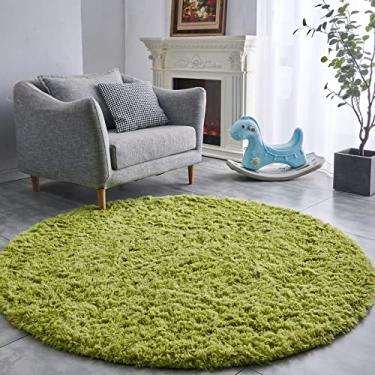 Imagem de FJZFING Tapete redondo verde grama ultra macio pelúcia moderno 7x7 tapete de área circular para quarto de criança, tapete circular felpudo fofo para quarto de bebê, decoração de casa antiderrapante tapete verde grama bonito para quarto de adolescente