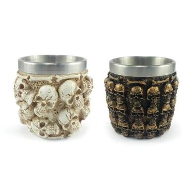 Imagem de Kit 2 Copos Shot Dose Em Aço Inox Resina Colecionável Decorativo Para 