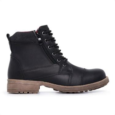 Imagem de Bota Masculina Coturno Couro Casual Adventure Preto - Hype, 41, Preto,