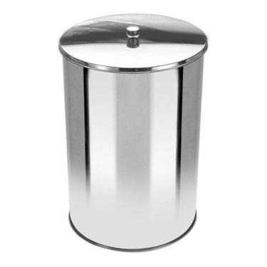 Imagem de Lixeira Office Redonda Com Tampa Em Aço Inox 5 Litros