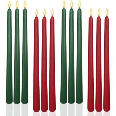 Imagem de Velas LPUSA 30 cm Christmas Taper, sem perfume, sem fumaça, 12 unidade