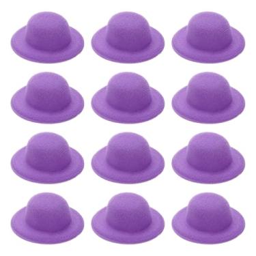 Imagem de PATIKIL Mini chapéus formais de 5,8 cm, 12 peças de chapéus de boneca em miniatura para artesanato, acessórios de cabelo, decoração de boneca, boneco de neve, violeta