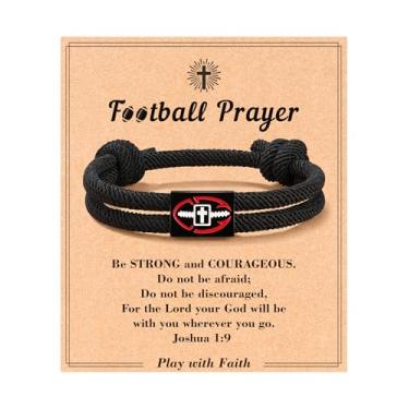 Imagem de Tarsus Presentes de beisebol/futebol/futebol para meninos, pulseira trançada com cruz de fé, presentes de aniversário de Natal para meninos e homens, average, Nylon, Sem Pedra Preciosa