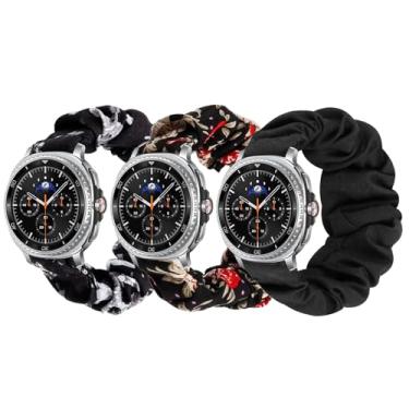 Imagem de GTHY Pulseiras Scrunchie compatíveis com Samsung Watch 8, para mulheres, grandes, pequenas, pulseiras de substituição, pulseiras de tecido elástico com padrão de tecido macio para relógio 8 (C, grande