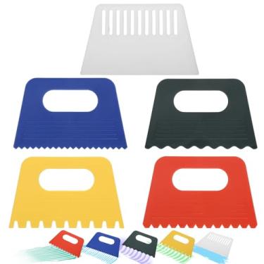 Imagem de 5 ferramentas de arte texturizadas, raspador de massa de tinta de plástico, raspadores de materiais de arte texturizados, ferramenta de textura para pintura a óleo de grafite faça você mesmo