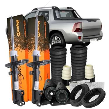 Imagem de Kit Amortecedores Traseiros GP33248 Compatível com Oroch 2015 a 2024 com Batentes Coifas Coxins Rolamentos Originais