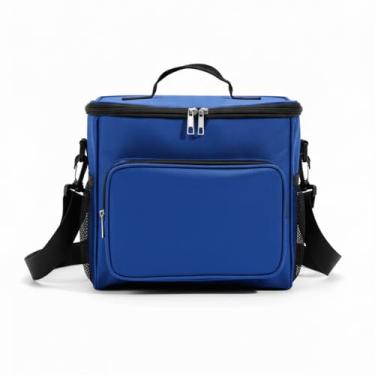 Imagem de Bolsa Térmica com 4 Divisórias Alça Ajustável e Isolamento Térmico - Compartimentos em Tela para Marmita Academia e Viagem (Azul)