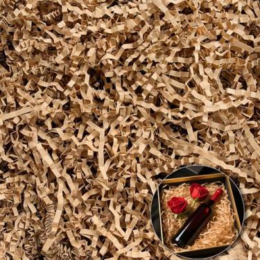 Imagem de Enchimento de papel enrugado marrom de 227 g para cestas de presente, propostas de dama de honra, presentes de Natal, aniversários, caixas de casamento, decorações de bolsas e materiais de embrulho de