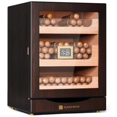 Imagem de Umidor MET-1031 para 150 Charutos com Revestimento de Cedro Espanhol, Porta Magnética Vedada, 3+1 Gavetas de Grande Capacidade.