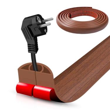 Imagem de Capa de cabo de piso autoadesiva, gerenciamento de cabos de 5 m, protetor de faixa de extensão para fios, evita viagens de cabos para escritórios, academias, exposições, cavidade: 1 cm (L) x 0,27 (A