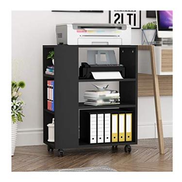 Imagem de SUNESA Suporte de impressão para impressora de chão Suporte de máquina de fax de grande capacidade de 3 camadas, para prateleira de impressora móvel no escritório sala de estar (preto) mesa de