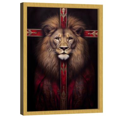 Imagem de Quadro Decorativo Leão Cruz Vermelha
