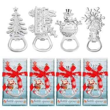Imagem de 24 peças de abridores de garrafas com tema natalino - lembrancinhas festivas e presentes para casamentos, chás de panela ou chás de bebê - Decorações ideais para lembranças de Natal (prata)