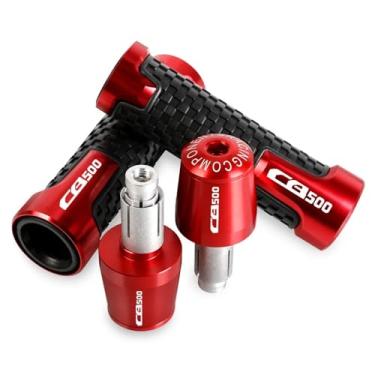 Imagem de GRJQRKHZ Punhos de guidão de motocicleta para H&onda Cb500f Cb500x Cbr500r 1995-1998 2019-2021 Extremidades do punho do guidão da motocicleta Acessórios de liga de alumínio, A-RED