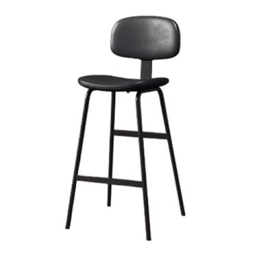 Imagem de hezhuhe2258 Cadeira de bar preta capa macia encosto banco alto ferro restaurante cadeira de bar 75 cm