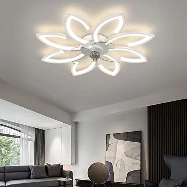 Imagem de Liviroom Ventiladores com Ceililights Silencioso Reversível DC Grande Ventilador com Controle Remoto Led Ceililights com Temporizador 90W para Quarto Sala de Jantar Ventilador Iluminação/Branco