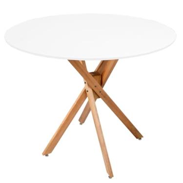Imagem de Mesa De Jantar 70,80,90cm Akemi Tampo Redondo Para 4 Lugares MDF (Branco, 70cm)