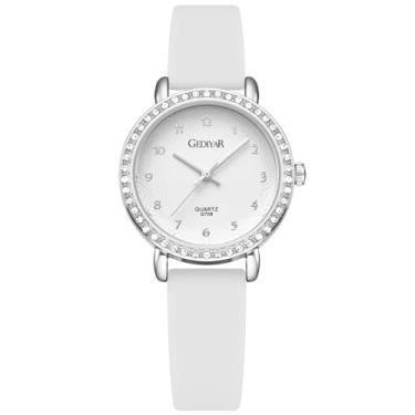 Imagem de Relógio feminino de quartzo, bisel de strass de cristal, mostrador analógico à prova d'água, várias cores, silicone, geléia, casual, relógio de pulso para enfermeiras, G708-branco, Casual