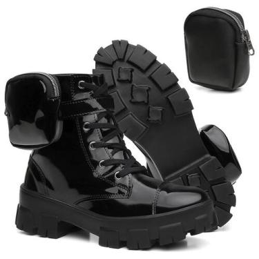 Imagem de Bota Coturno Feminino Tratorada Tendência Blogueiras Bolsos - Lorenzzo